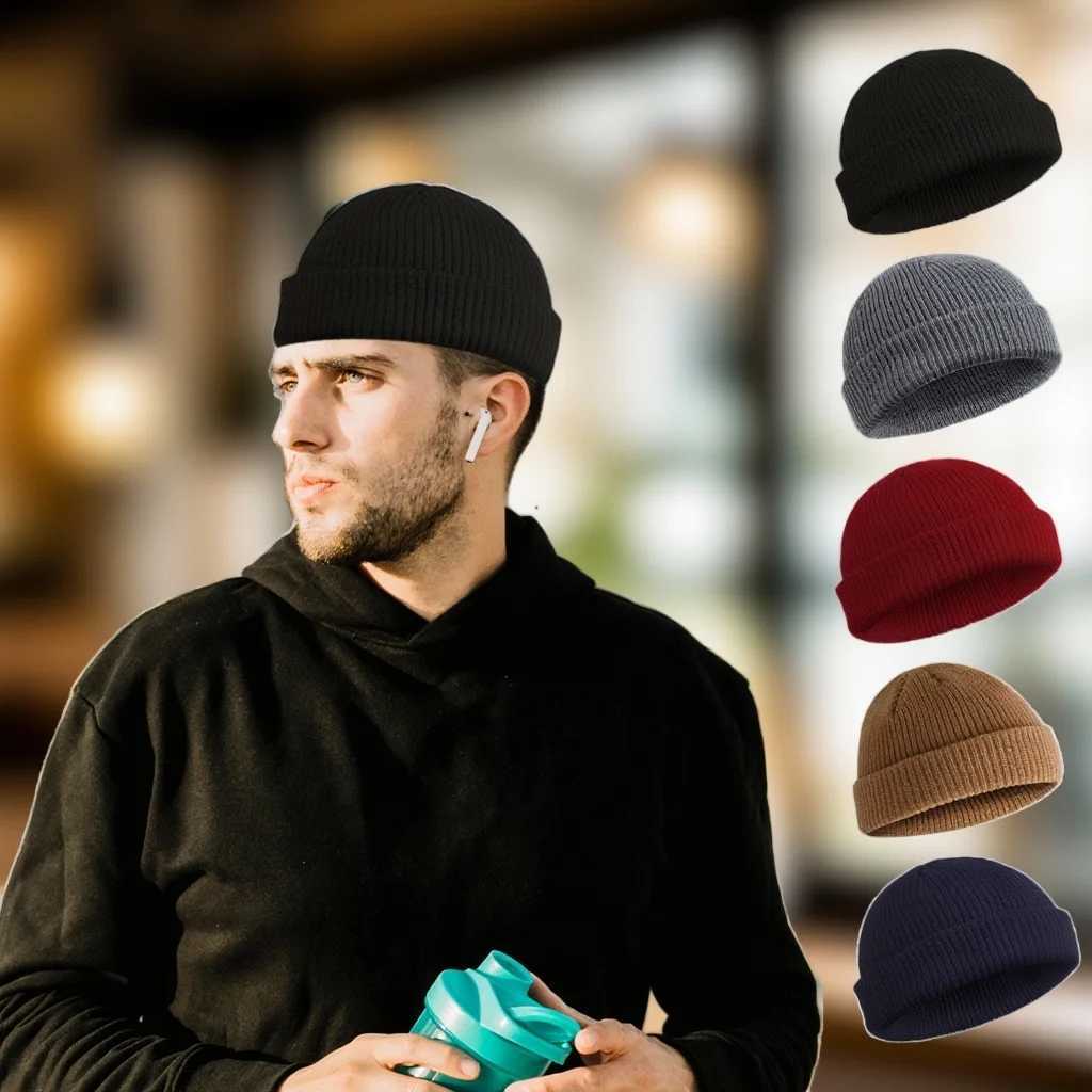 Winter Thermal Knitted Beanie Cap Warm Skull Roll Up Cuffed Hat for Outdoor Sport Running Cycling S261017W3DC
