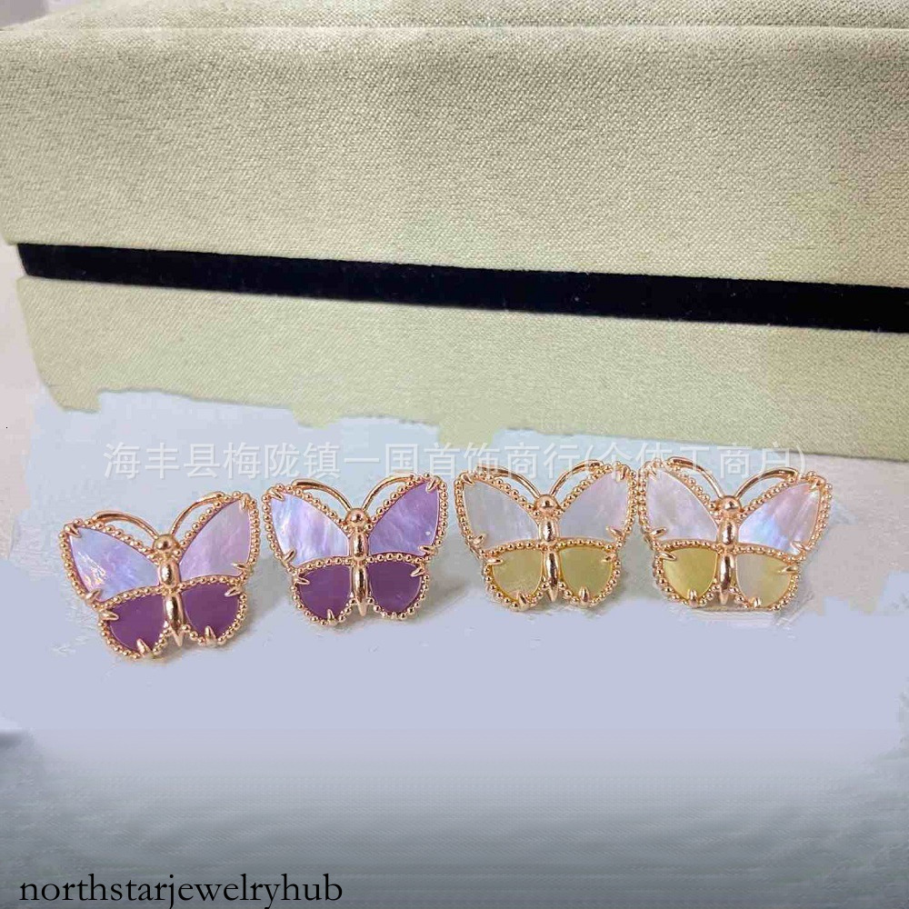 Designer Jewelry vanly New high-end gradient mother-of-pearl butterfly earrings for women, fashionable, simple, light , versatile