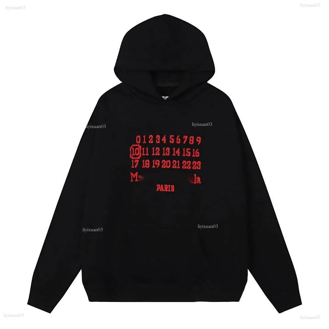 Designer Brand Men Sweatshirt High Street Hiphop Harajuku Rock Classic Digital Calendar Graphic Tee Margeilalies hoodie Hoodie e03 08b
