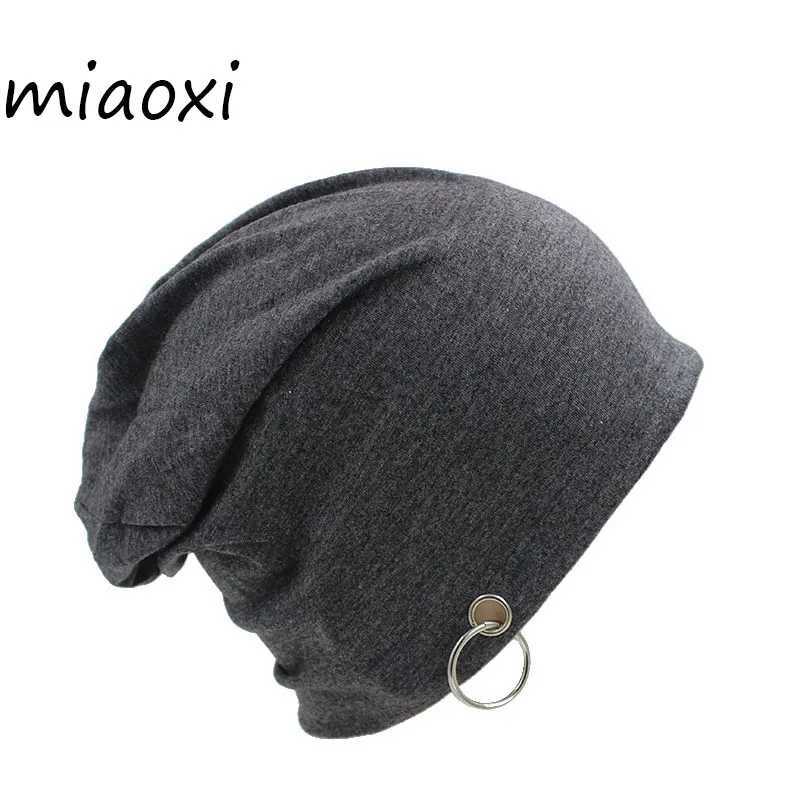 Beanie/Skull Caps New Fashion Adult Novelty Solid Men Women Autumn Beanie With Ring Hip Hop New Casual Unisex Hat For Women's Caps Brand Bonnet