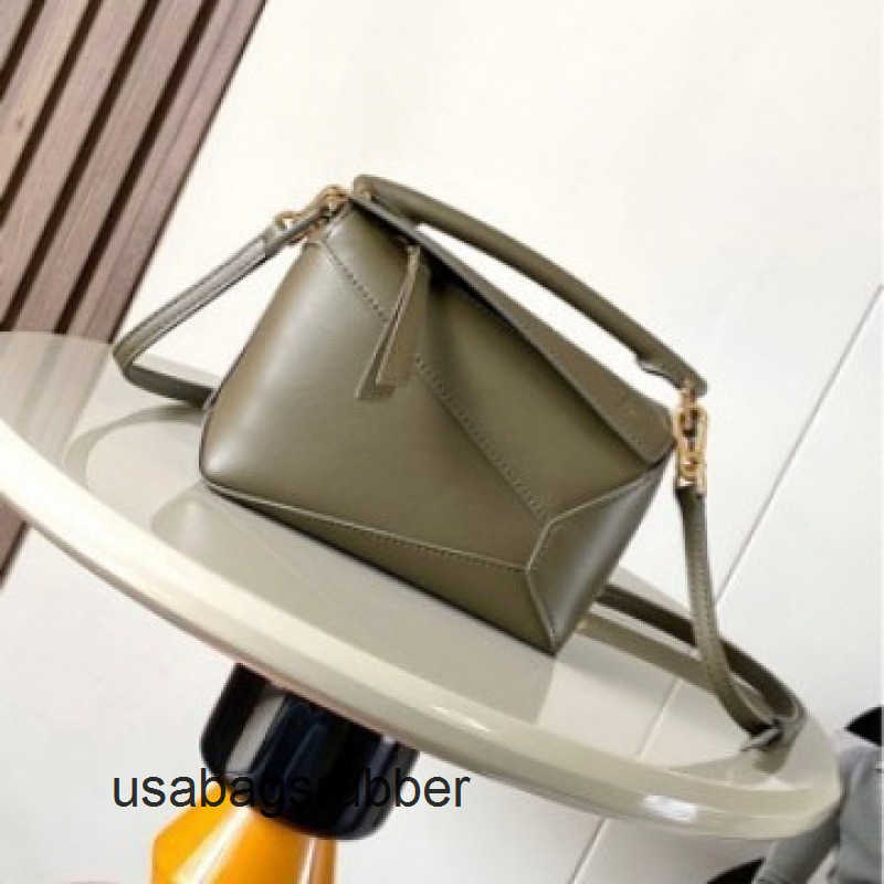 Origami Satchel Women's Mini Dark Khaki Green Calfskin Shoulder Crossbody Bag Handbag High Quality with Multi-Panel Construction