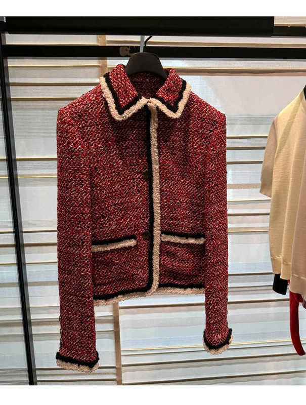 Women's Jackets Designer 26 High-end autumn/winter new tweed suit with French-style lapel jacket and skirt, two-piece set for women