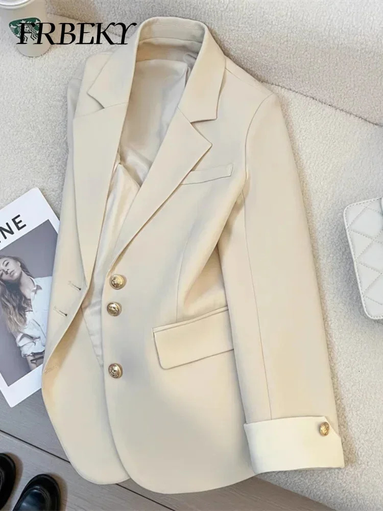 Blazer Woman Korean Fashion Spring Autumn Solid Color Suit Jacket Leisure Temperament Senior Sense of Ladies Streetwear 261015