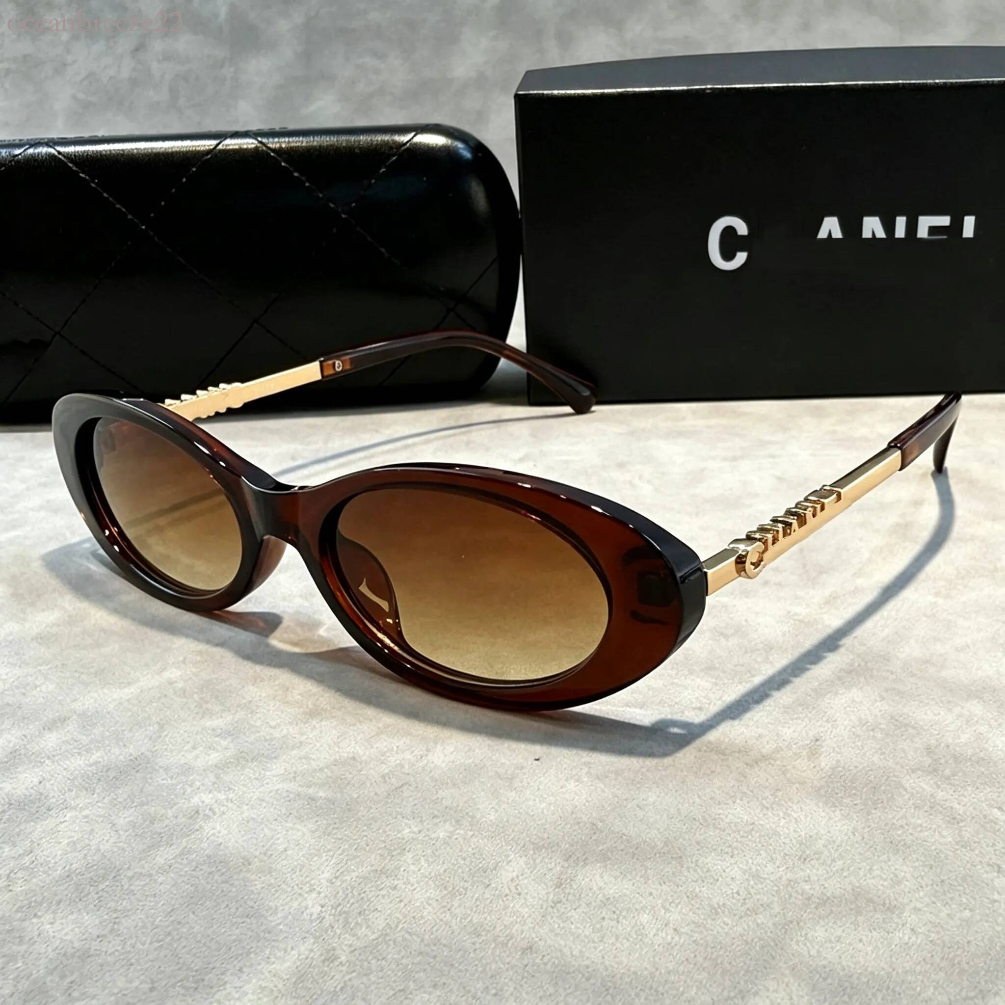 Women Luxury Oval changlasses Black Gold Full Frame Designer Eyewear Cat Eye Polarized UV400 Anti Glare Lenses Multi Style Outdoor Fashion Shades ch