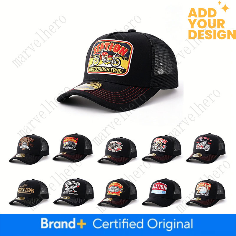 Cross Border Foreign Trade American Style Baseball Hard Brimmed European American Hip Hop Mesh Sunshade Cap Popular Trucker And Biker Hat