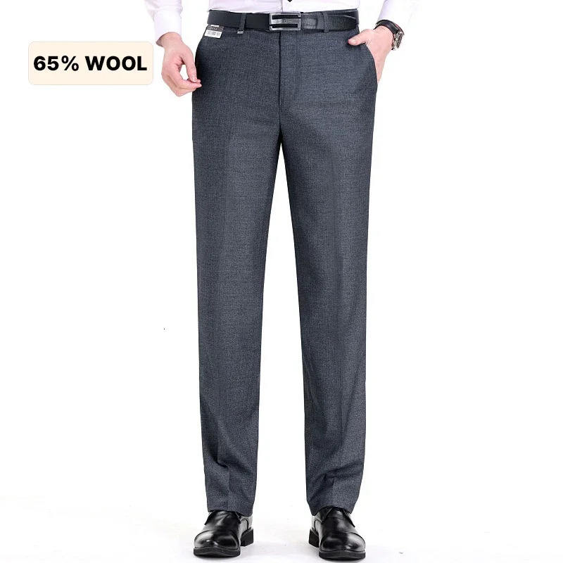 TopQuality Mens Woolen Trousers Traf Suit Pants Business Formal for Men Man Naples Wool Dress 261016