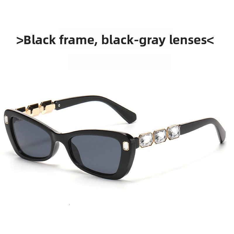 Retro Small Cat Eye Designer Sunglasses Fashion Brand Y2K Women PC Full Frame Inlaid Diamond UV400 Sunscreen Outdoor Glasses For Travel Fishing Part