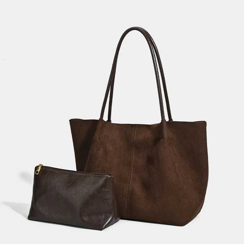 Cross Body Women's Autumn Winter Deer Skin Velvet Large Capacity Tote Bag 2026 New Fashion Handheld Shoulder Bag Black Coffee H261016