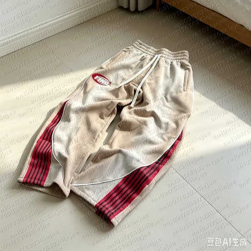 Summer Hot Sale Vintage Kid Spliced Straight Pants Unisex Elastic Sporty Letter Print Hip Hop Loose Streetwear Long Trousers S2610169EWW
