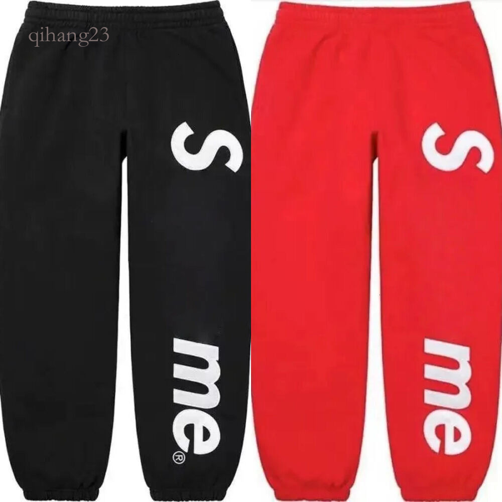 Supremity Sweatpants Mens Designer Sup Tracksuit Hoodie Casual SPM Pants Street Satin Applique Women Fashion Pant Hip Hop Long Sleeves Supremely Swe