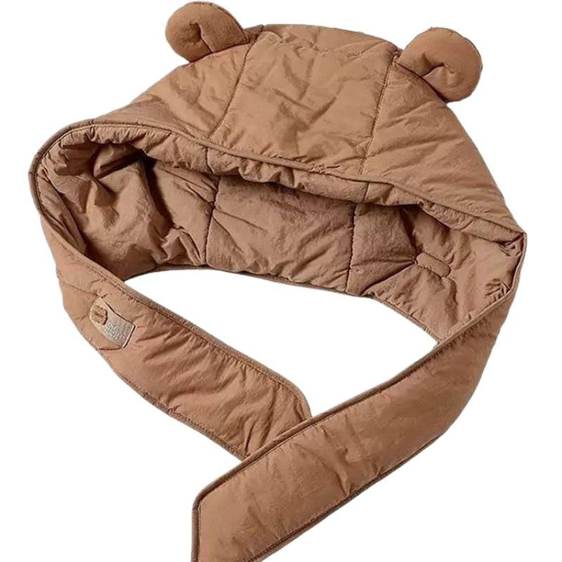 New autumn winter lightweight down-filled, quilted, bear-ear design hat, cute warm, providing ear protection and keeping you cozy