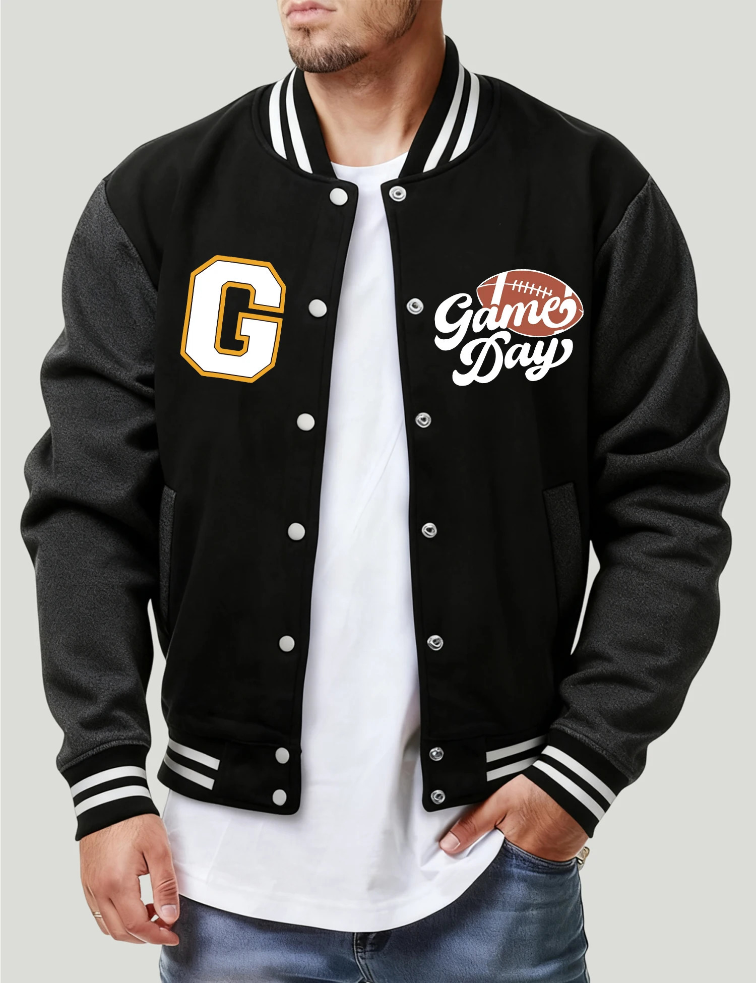 Rugby Game Day Print Men Jackets Fleece Fashion Baseball Harajuku Loose Coat Unisex AllMatch Streetwear 261017