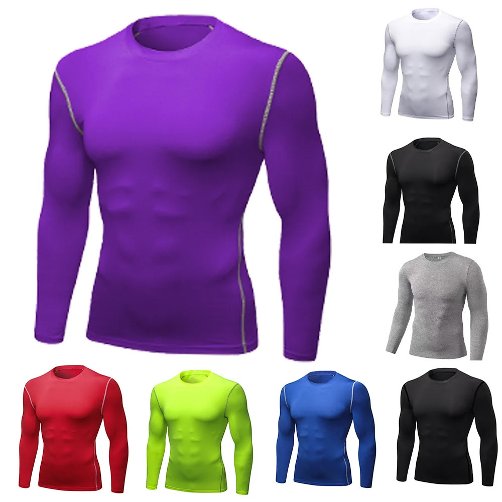 Men Training Jogging Shirts Compression Running TShirt Gym Sportswear Fitness Tight Long Sleeve Sport Tshirt Quick Dry Clothe 261017