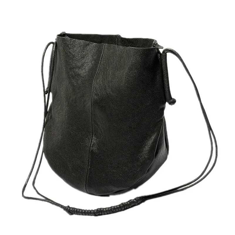 Evening Bags Soft Sheep Skin Bag Women's Leather New Tote Bag One Shoulder Cross-Body Black Weekend Vacation Shopping Bag H261016