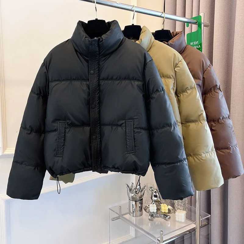 Women's Down Parkas Winter Women Short Puffer Jacket 2026 New Stand Collar Parkas Female Casual Loose Warm Qulited Coat Zipper Long Sleeve Over