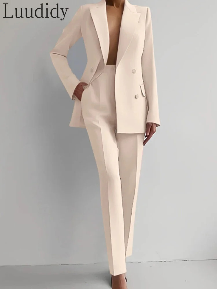 Two Piece Suit Women's Blazer Suit Office Lady Long Sleeve Blazer and Pant Sets 261016