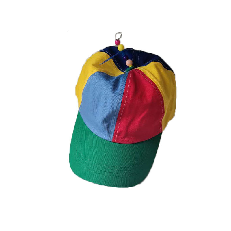 Summer Children's Boys and Girls Baby Propeller Rotating Bamboo Dragonfly Hat Kids ParentChild Color Block Sunshade Baseball Cap