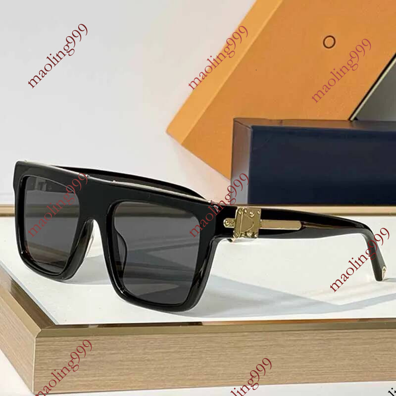 Designer Sunglasses Oversized Square Sun Men Women Z3064U Black Acetate Flat Brow Gold Bar Top Dark Grey Lens UV400 Shades Eyewear With Box