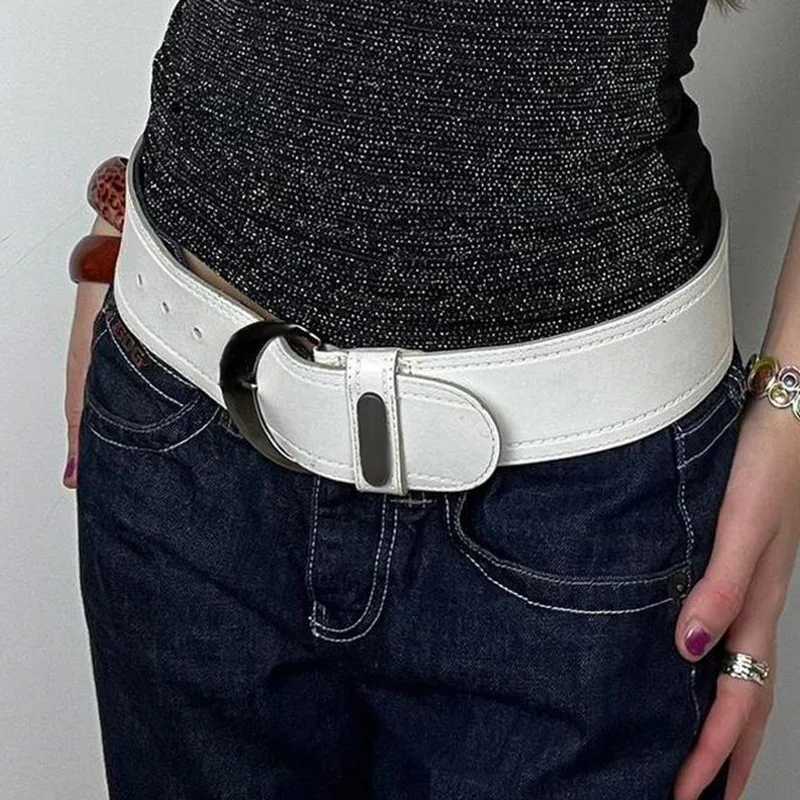 Metal White Wide Belt Y2K RWomen's Punk Belt Harajuku Gothic Hot Gis PU Leather Belt Party Dress cessories M261016