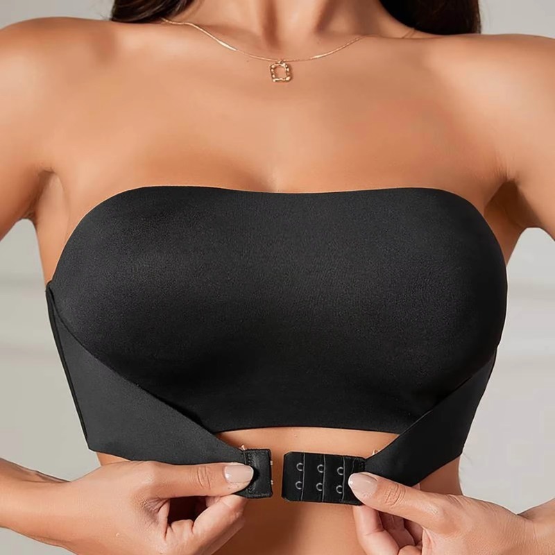 Strapless Sexy Seamless No Padding Front Button Bra Comfortable Smooth Women's Half Cup Silicone Non-slip Underwear dongdumaoyi