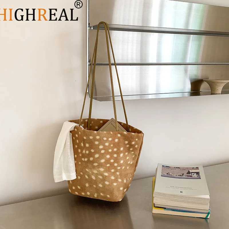 Cross Body Deer Pattern Bucket Bags for Women Handbags Fashion Suede Tote Women's Bag NEW Frosted Shoulder Bag Designer Bags Shopping Purse H26
