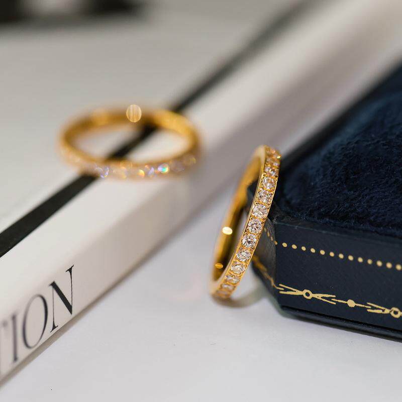 Light Luxury, Full Of Diamonds, Ultra-Shiny, Exquisite Titanium Steel For Women, Fashionable And High-End, New Style, Stackable Couple's Ring