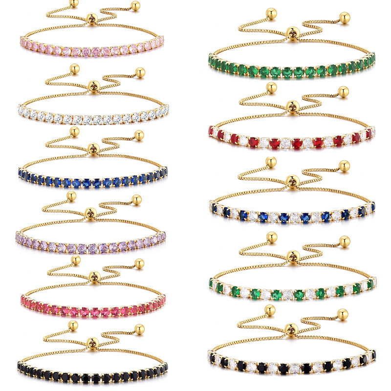 Round-Shaped European And American Cross-Border New Product Single-Row Light Luxury Bracelet, Niche Design Bangle, Wholesale Zircon Bracelet