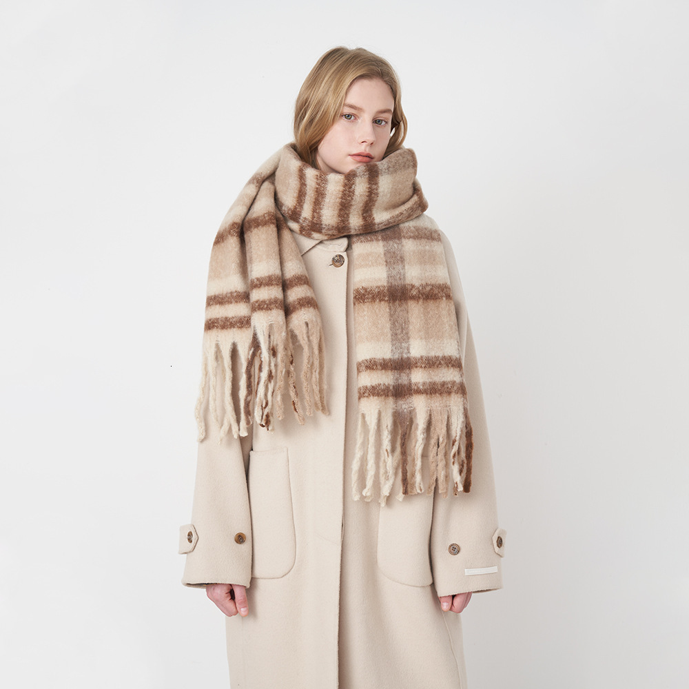 New European And American Style French Classic Retro Imitation Cashmere Plaid For Women Winter Warm Tassel Neck Scarf Wholesale Laotie