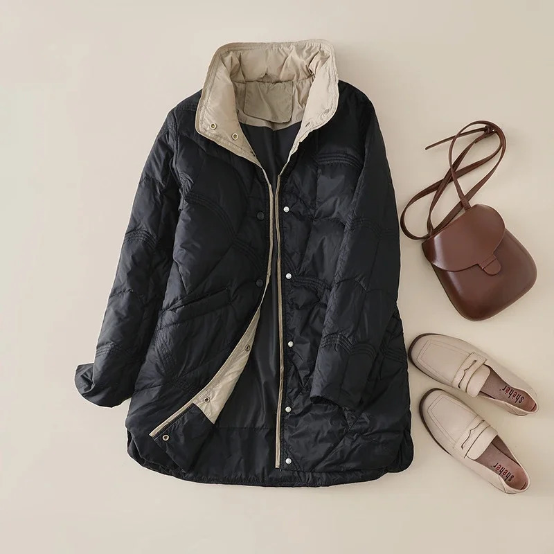 Plus Size 5xl 6xl Mom X-long Ultra Lightweight Down Jackets 2026 Arrivals Winter Warm Office Lady Casual Female Down Jackets 261014