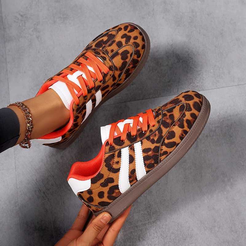 Casual Shoes Women Vulcanized Shoes Leopard Print Sneakers Fashion Outdoor Lace-up Breathable Casual Shoes Lightweight Non-Slip Flats Design H261016