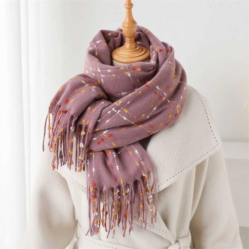 Luxury Plaid Cashmere Scarf for Women Winter Warm Pashmina Lady Shawls and Wraps Casual Tassel Bufanda Muffler Blanket S261017K4K8