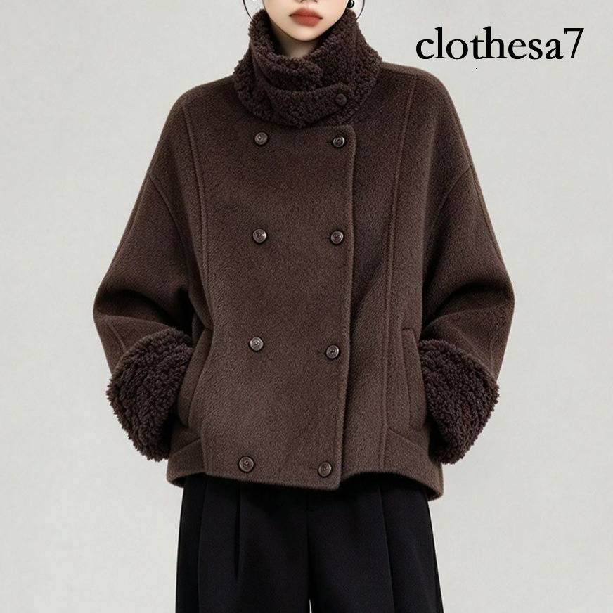 Hot-selling wholesale plush double-faced cashmere coat, short jacket, new winter style, loose fit, versatile wool blend jacket for women