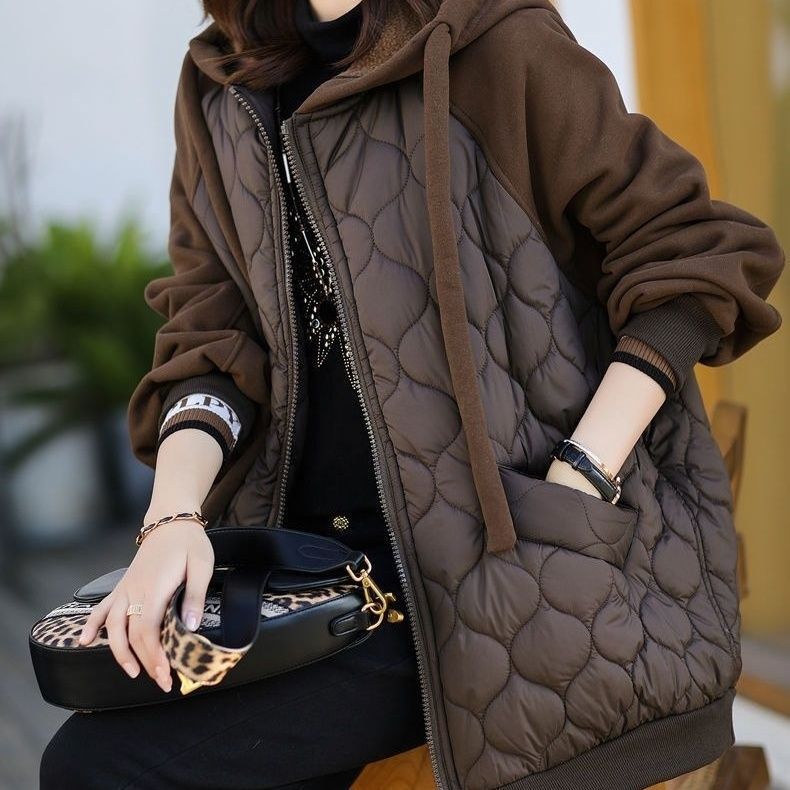 Luxury Brand Designer Clothes European Station Plus Size New Hooded Patchwork Down Cotton Jacket Thick Coat Cotton Padded Jacket Fashion Plus Size L