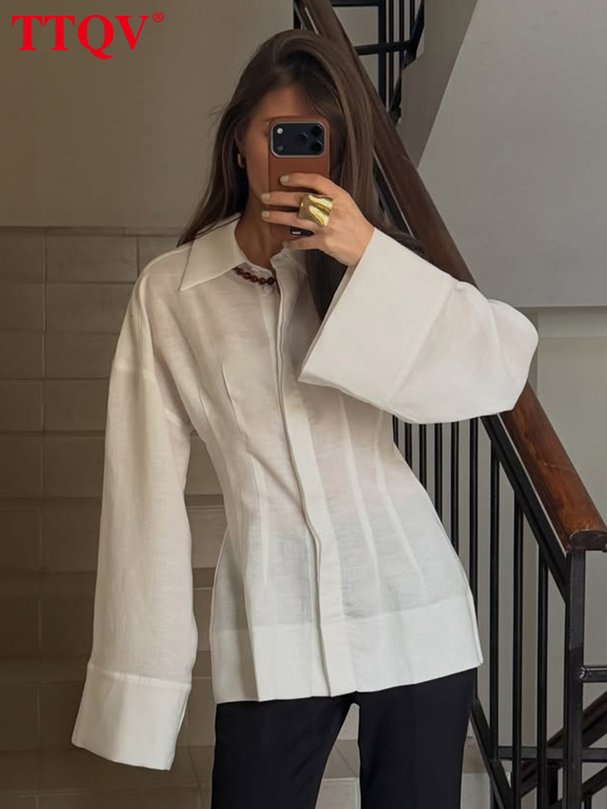 Fashion Loose Black Cotton Women's Shirt 2026 Autumn Lapel Long Sleeve Lady Blouse Elegant Classic Top Female Clothing