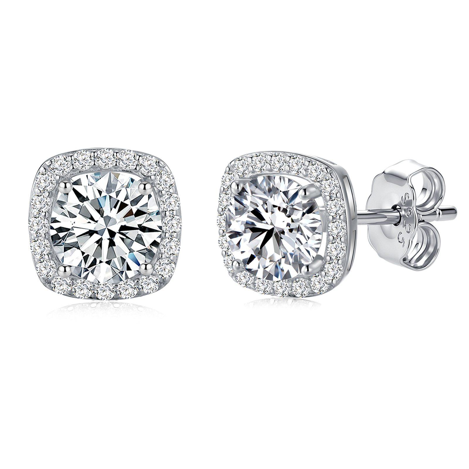 S925 Sterling Silver Moissanite earring Square Stud designer Earrings S925 Silver Full Pave Earrings Square package earrings S925 silver full set di