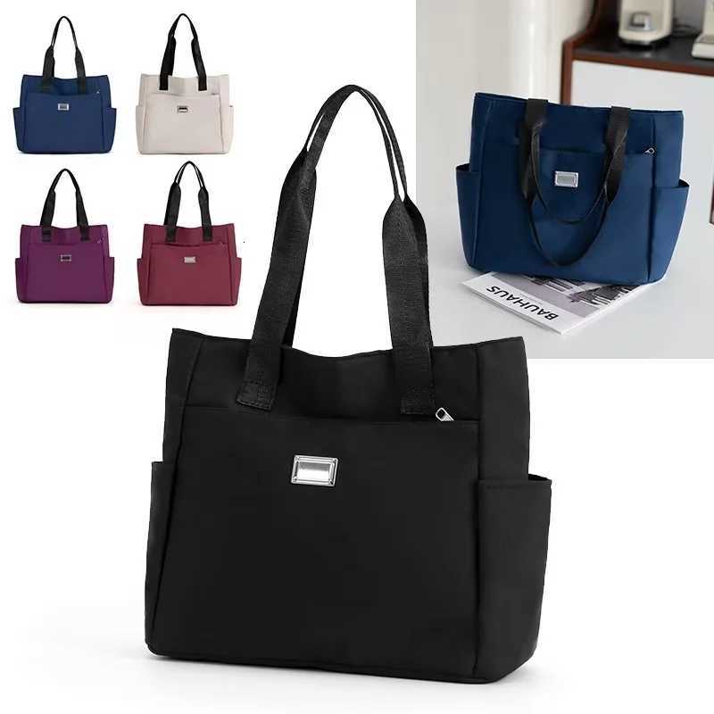 Shoulder Bags New Stylish Simple Solid Color Mother Bag Women's Nylon Shoulder Bag Fashionable Large Capacity Handbag Oxford Buttot Bag H261016