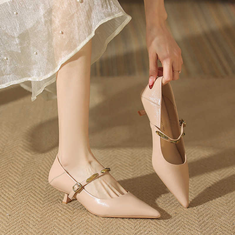 shallow mouth elegant single shoes spring and autumn stiletto heels women's shoes new style buckle comfortable women's shoes