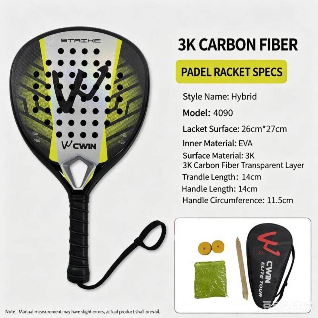 Multi-Piece Tennis Racket Matching Kits Multi-Piece Tennis Racket Matching Kits 2026 CWIN Padel Carbon Fiber Surface EVA Core Professional * Paddle