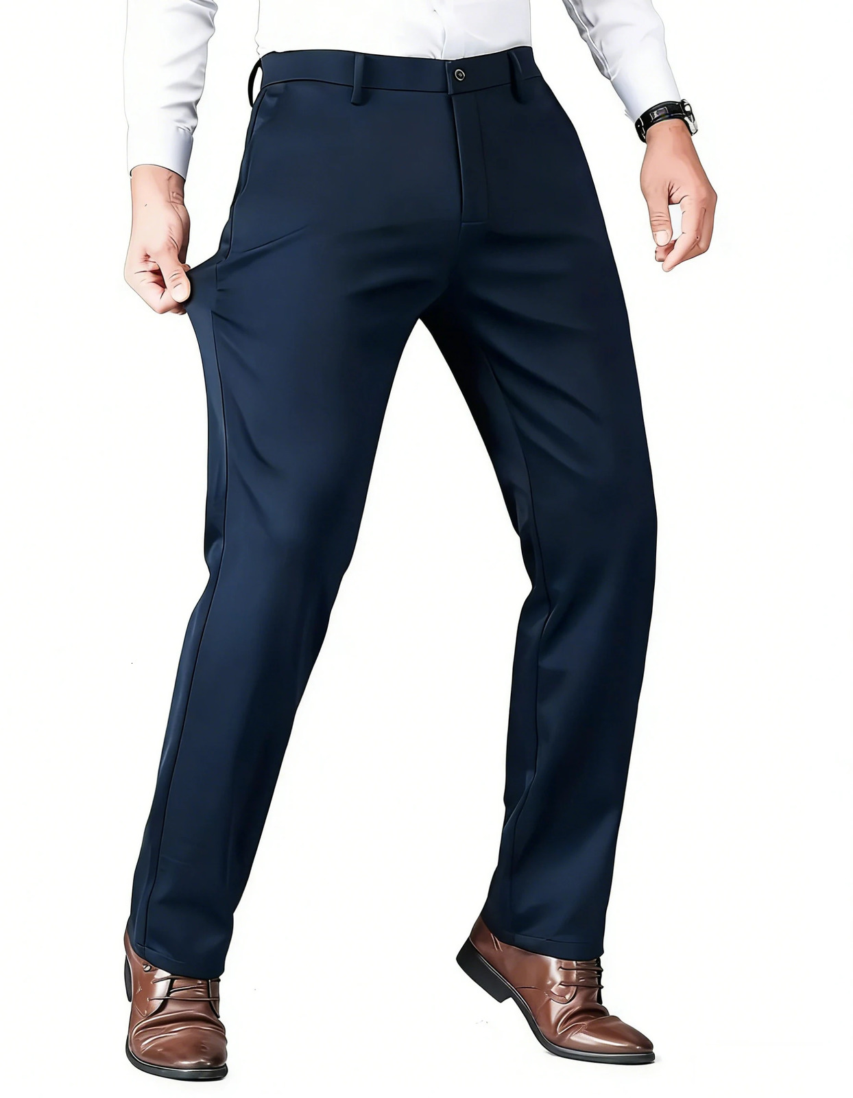 Men's High Stretch Slim Fit Dress Pants Business Casual Straight Leg Formal Trousers Non-Iron Wrinkle Resistant Work Pants for 261013
