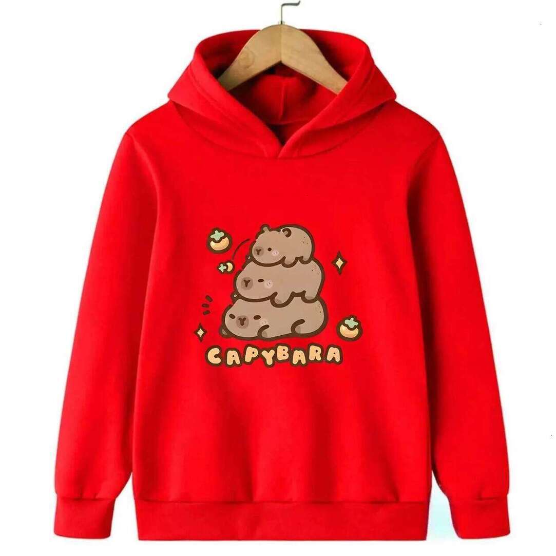 Girls Hoodie Kaii Capybara Pattern Boys Girls Printed Hoodies Childrens Autumn And Winter pullover Outdoor Leisure Warm Long Sleeved Clo