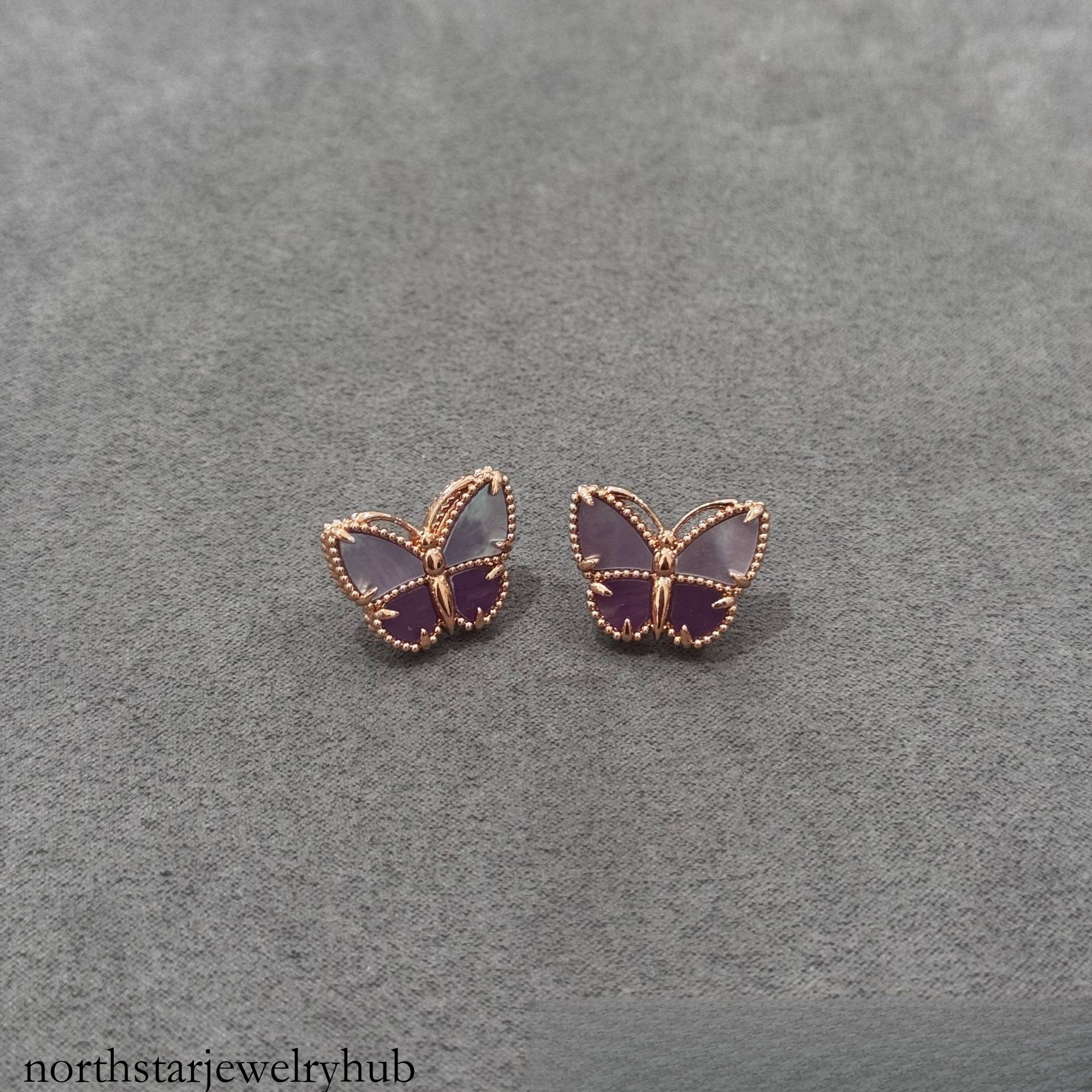Designer Jewelry vanly New high-end single purple butterfly stud for women, fashionable, simple, light , versatile earrings