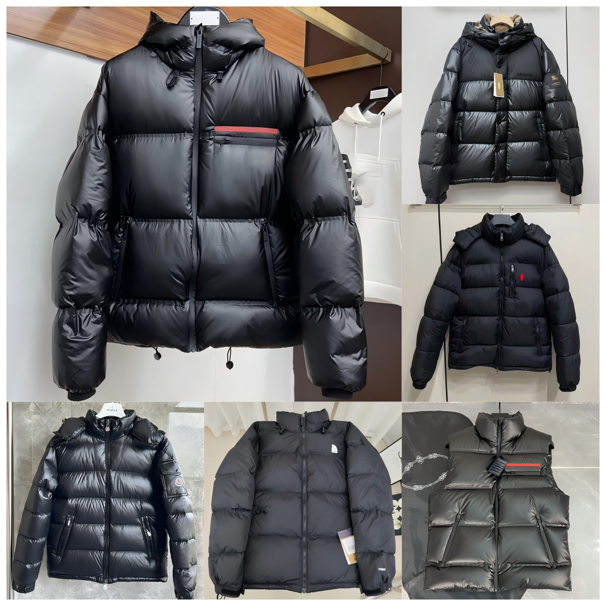 Mens Hooded Puffer Jacket Winter Coat Thick Warm Quilted Parka Glossy Black Down Style Outerwear Casual Streetwear Zip Up Jacket for Men