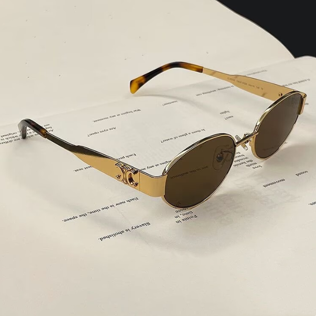 Cute Oval Frame Women Sunglasses Charm Lady Metal Mirror Legs Sunglasses Fashion Designer eyewear Retro Small Round Frame Sexy Elegant Women Sun Gla