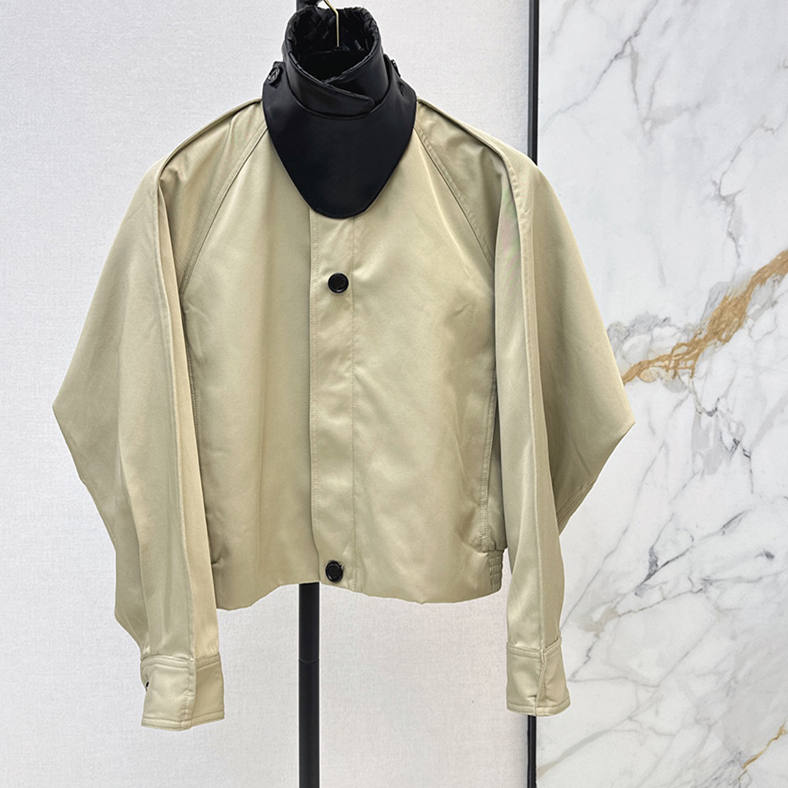 Designer Women Cropped Trench Coats Panelled Faux Leather Lapel Collar Stylish Windbreaker Jacket Autumn Vacation Travel Party Streetwear