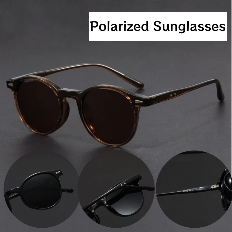 Korean Ultra Light Polarized Sunglasses Round Frame UV400 Sun Glasses Retro Trendy Fashion Driving Shades Men Women Eyewear 261012