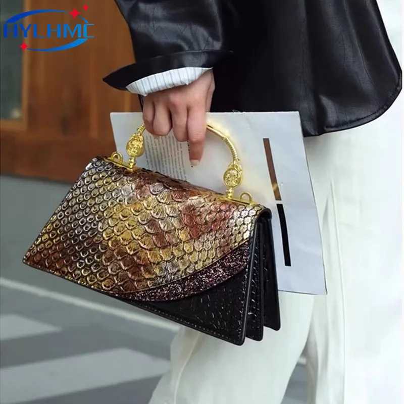 Evening Bags Fashion Genuine Leather Women's Handbags 2024 New Crocodile Pattern Shoulder Crossbody Bag Lady Party Messenger Shell Bags H261016