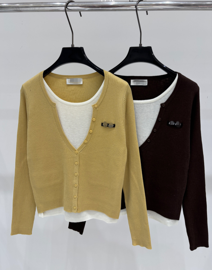 26 Women's Sweater Color Contrasting Flower Fake Two piece Design Daily Casual Thin Knitted Top Sweater 1016