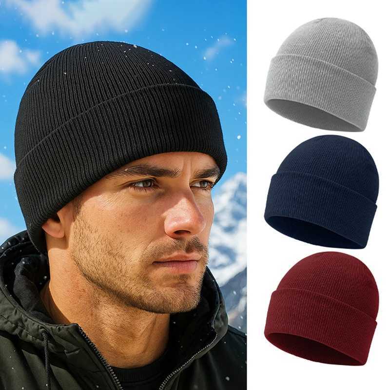Beanie/Skull Caps Autumn And Winter Warm Woolen Hat Solid Color Cold-proof Knitted Hat Thickened Ear-protecting Windproof Slouch Hat For Men Q261017