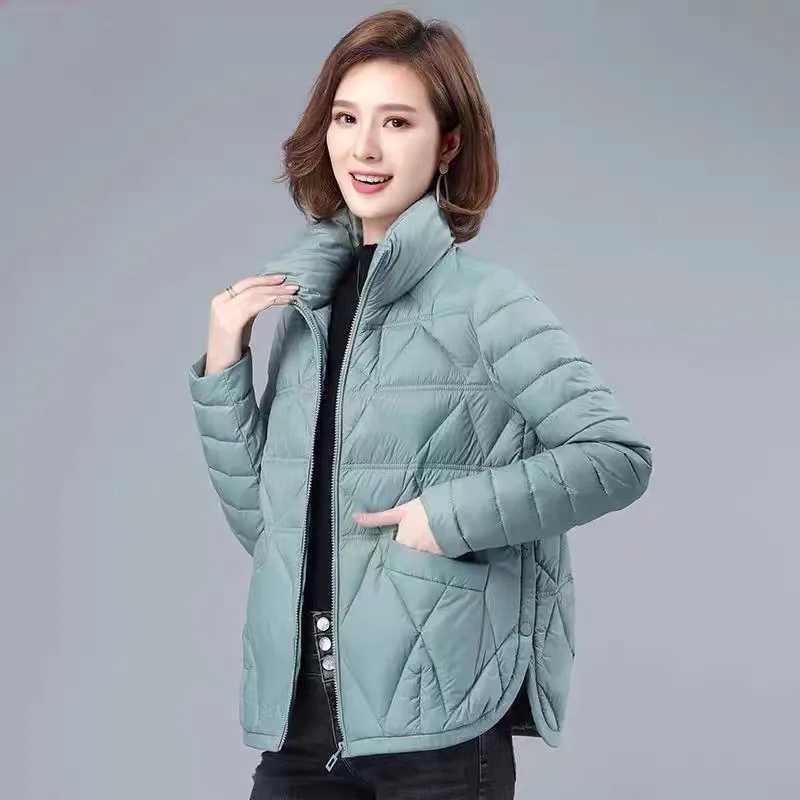 Women's Down Parkas Thickened down Cotton Jacket Women's Autumn Winter Coat Zipper Closure Long Sleeve Slim Fit Pure Color Commute Style C