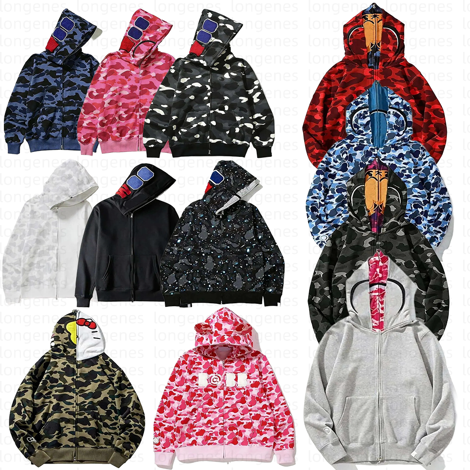 High Quality Zipper Hoodies Mens Womens Fashion Men Designer Stylist Cartoon Black White Shark Hoodie Jackets Women Man Casual Sweatshirts Size M-3X
